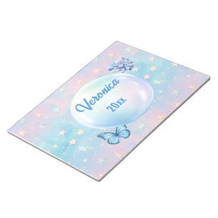Bloco De Notas Fundo de Estrelo de Gradiente Cor-de-Rosa Azul