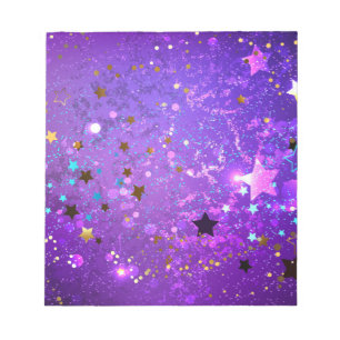 Bloco De Notas Fundo de folhas roxas com estrelas