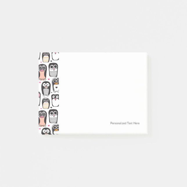 Bloco De Notas fundo de ilustração de aves do pinguim (Frente)