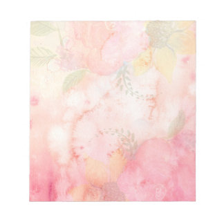 Bloco De Notas Fundo Floral Cor-de-Água Rosa
