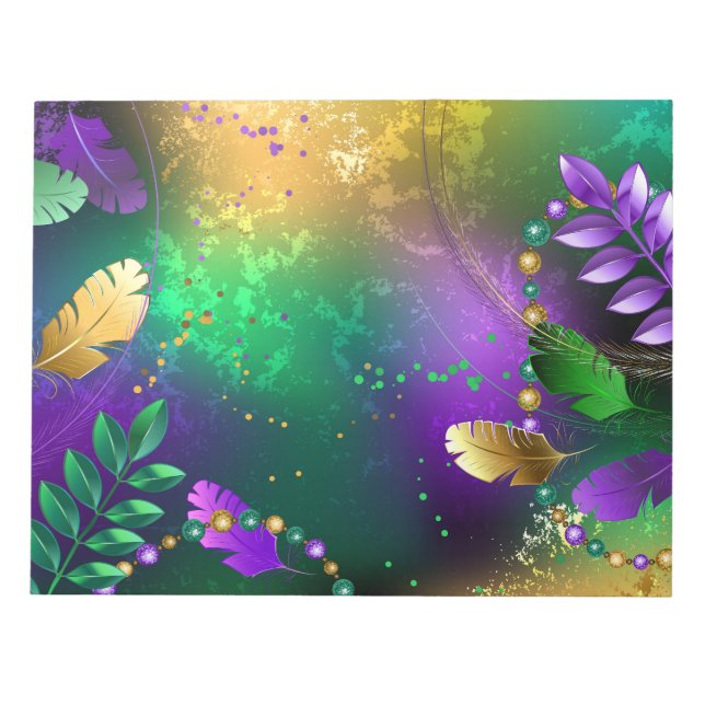 Bloco De Notas Fundo márdi iridescente com miçangas (Frente)