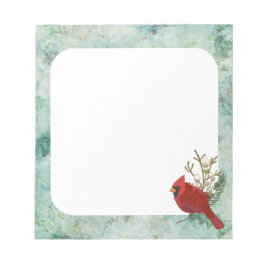 Bloco De Notas Fundo Verde com Cardeal Vermelho