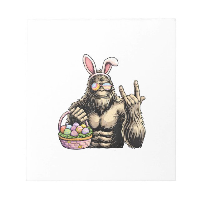 Bloco De Notas Funny Bigfoot Easter Egg Rock Sasquatch Easter Day (Frente)