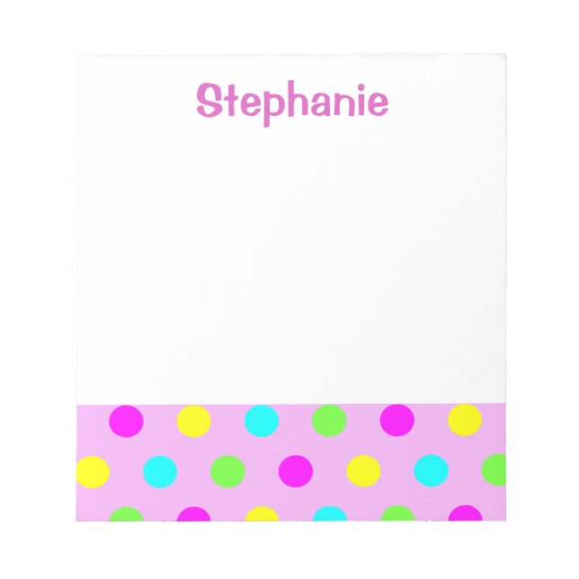 Bloco De Notas Funny Colorful Polka Dots Kids Name (Frente)