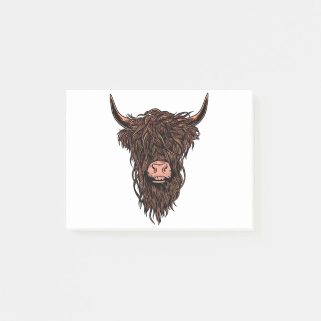 Bloco De Notas Funny Highland Cow Head (Frente)
