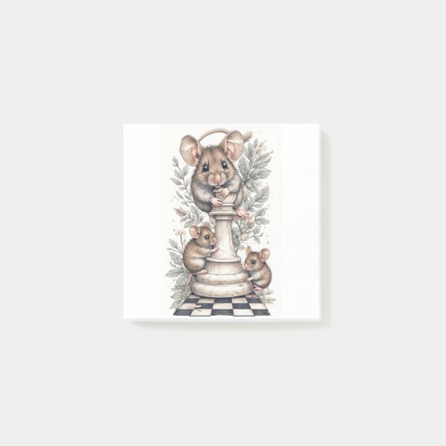 Bloco De Notas Funny Mice Playing Post-It Notes (Frente)