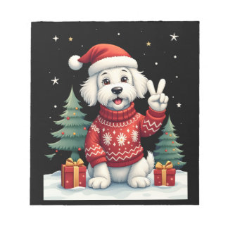Bloco De Notas Funny Peace Hand Maltese Christmas Lights Womens M