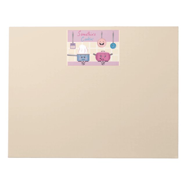 Bloco De Notas Funny Romantic Kitchen Scene with Cooking Utensils (Frente)