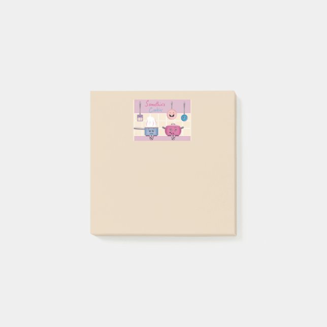 Bloco De Notas Funny Romantic Kitchen Scene with Cooking Utensils (Frente)