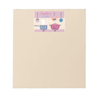 Bloco De Notas Funny Romantic Kitchen Scene with Cooking Utensils