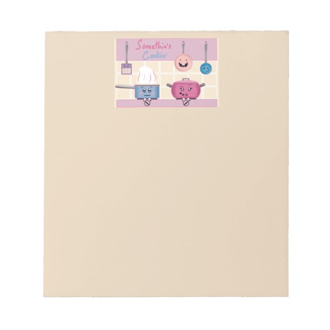 Bloco De Notas Funny Romantic Kitchen Scene with Cooking Utensils (Frente)