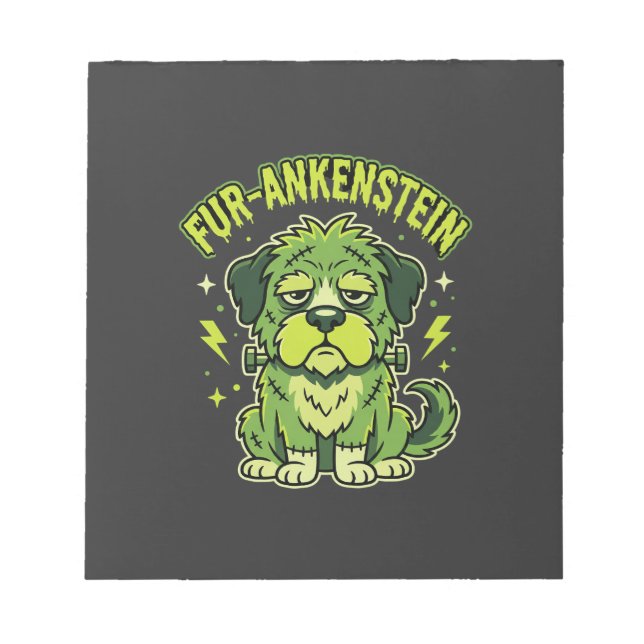 Bloco De Notas Fur-Ankenstein Cachorro engraçado do Frankenstein  (Frente)