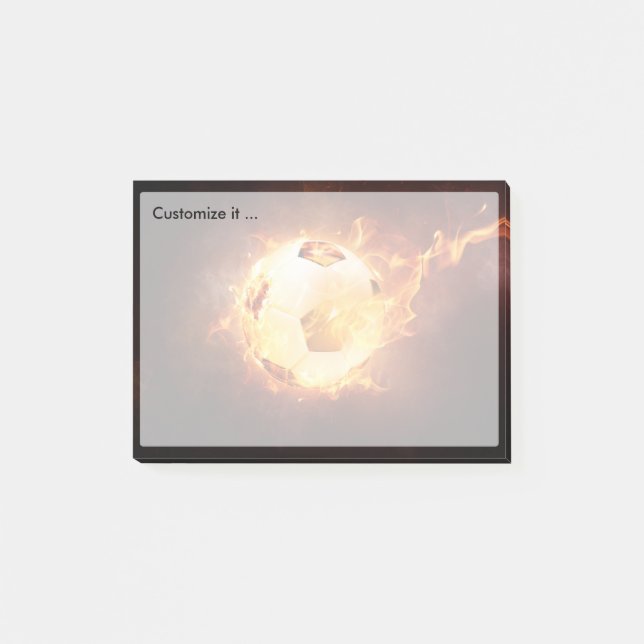 Bloco De Notas Futebol sob fogo, bola, futebol (Frente)