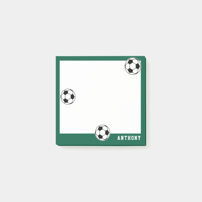Bloco De Notas Futebol Verde Personalizado para Crianças de Volta (Frente)