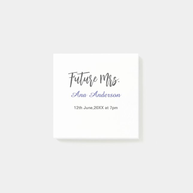 Bloco De Notas Futuro nome da sra noiva roxo cinza (Frente)