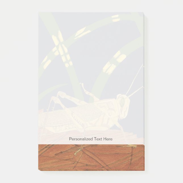 Bloco De Notas Gafanhoto em Grass Verde em Fundo Azul (Frente)