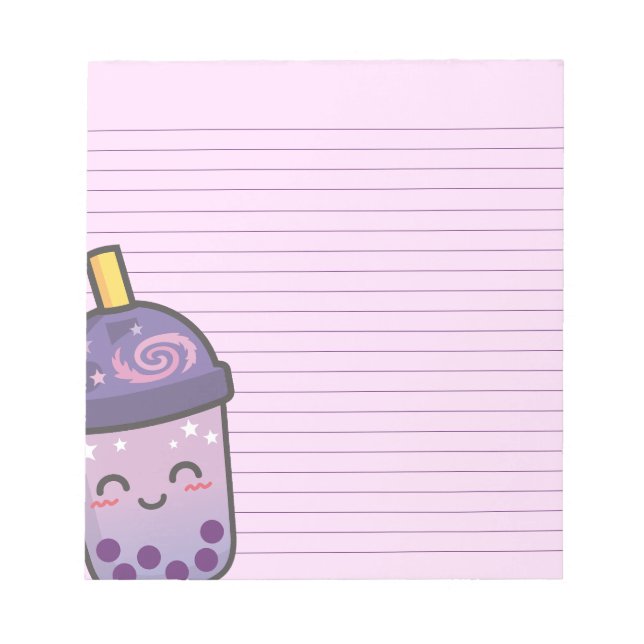 Bloco De Notas Galaxy Boba Tea Stationery Purple Lined Notepad (Frente)