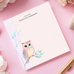 Bloco De Notas Galho de Coruja em Aquarela com Nome Personalizado