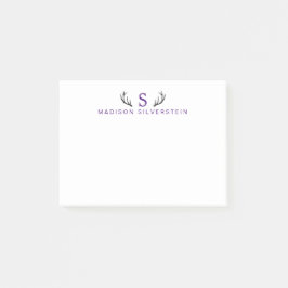 Bloco De Notas Galhos de Veado Elegantes Monograma Roxo