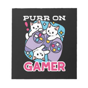 Bloco De Notas Gamer Design - Purr On Gamer Joystick Art