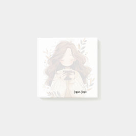 Bloco De Notas Garota Bebendo café