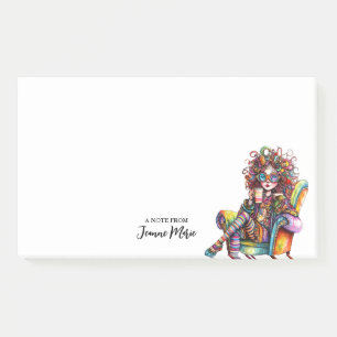 Bloco De Notas Garota Bonita Com Café Colorido Personalizado
