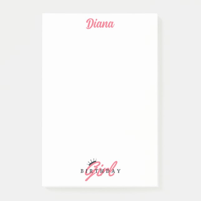 Bloco De Notas Garota de aniversário bonita, nome personalizado,  (Frente)