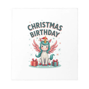 Bloco De Notas Garota de Aniversário de Natal Vintage Unicórnio F