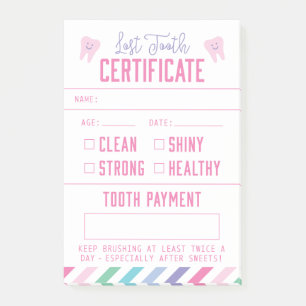 Bloco De Notas Garota de Certificado de Fada Dente