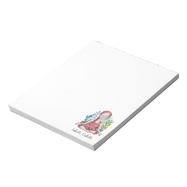 Bloco De Notas Garota Meditante Com Plantas (Invertido)