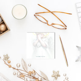 Bloco De Notas Garota Rezando Anjo com Asas Halo Personalizado