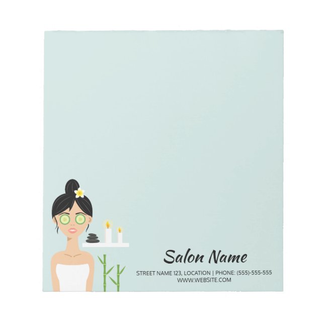 Bloco De Notas Garota Spa Com Pepinos Sobre Seus Olhos - Salão Sp (Frente)