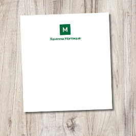 Bloco De Notas Garrafa Verde Moderno Chic Tendência Monograma Nom