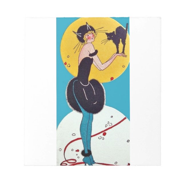 Bloco De Notas Gata de Halloween e Gato Negro (Frente)