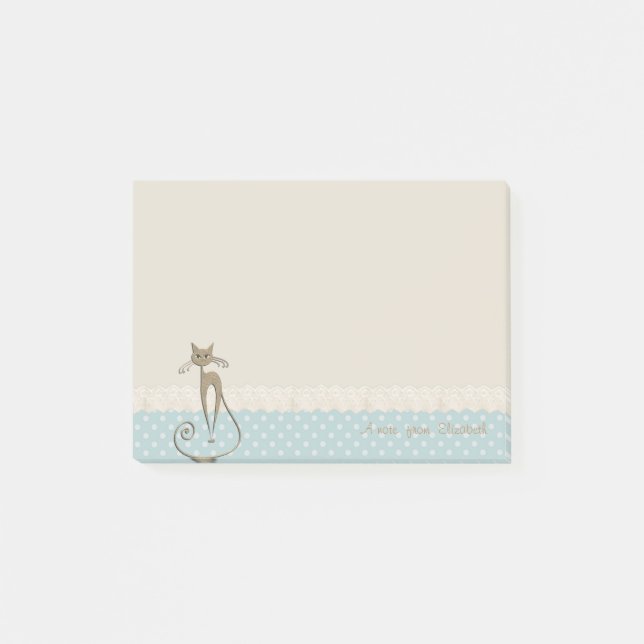 Bloco De Notas Gata Glittery Falso Dourado, Menina Moderna, Ponto (Frente)
