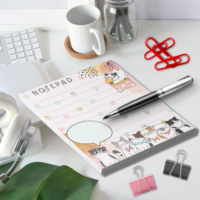 Bloco De Notas Gatinho de Gatos Cuxos com Fundo Rosa de Impressão (Criador carregado)