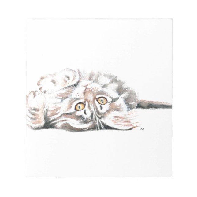 Bloco De Notas Gatinho de Maine Coon de Aquarela (Frente)