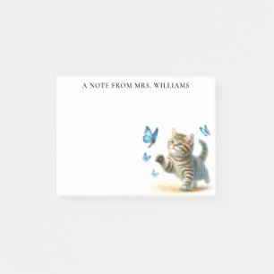 Bloco De Notas Gatinho de Tabby Personalizado com Borboletas