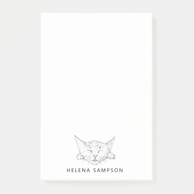 Bloco De Notas Gatinho Dormindo Gatos Engraçados Esquecendo Perso (Frente)