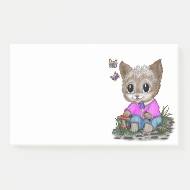 Bloco De Notas Gatinho Fofo e Borboleta (Frente)