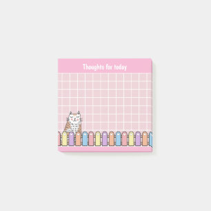 Bloco De Notas Gatinho Fofo Pensamentos Cor-de-Rosa Para Hoje