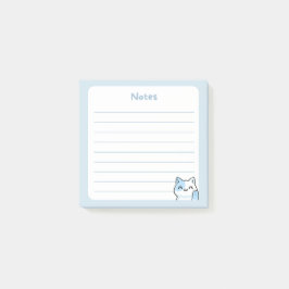 Bloco De Notas Gatinho Gatinho Chibi de Pastel Azul Kawaii