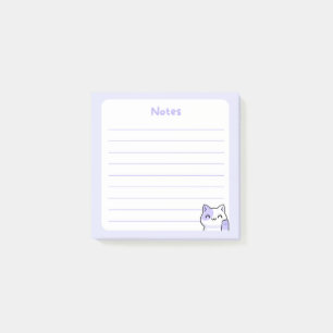 Bloco De Notas Gatinho Kawaii Chibi, Púrpura Pastel, Alô