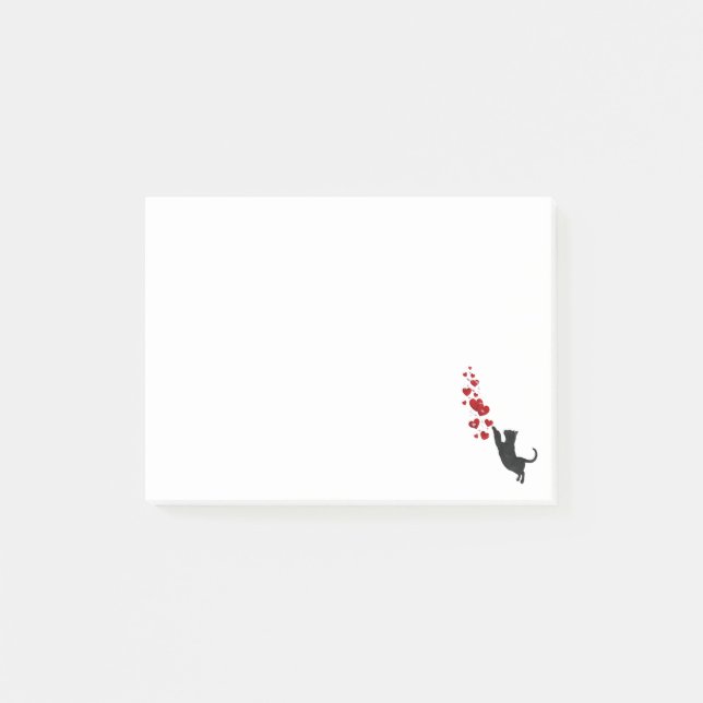 Bloco De Notas Gatinho preto com coração (Frente)