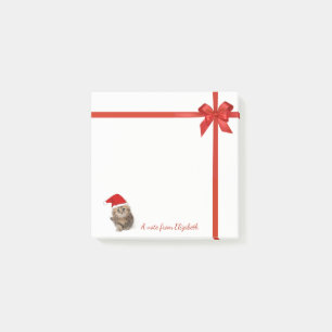 Bloco De Notas Gato Adorável Com Chapéu de Papai Noel,Laço Vermel
