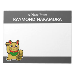 Bloco De Notas Gato Beckoning dourado japonês personalizado