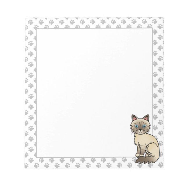 Bloco De Notas Gato Birman / Ragdoll de Pontos de Chocolate Tabby (Frente)