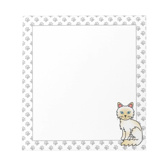 Bloco De Notas Gato Birman / Ragdoll Pontas de Creme & Patas Fofo (Frente)