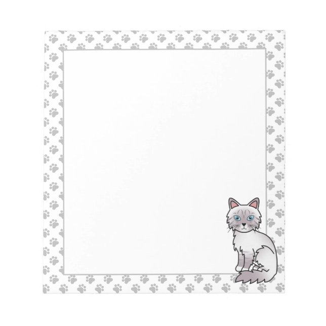 Bloco De Notas Gato Birman / Ragdoll Tabby Lilac Point Cute & Pat (Frente)