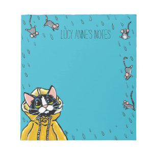 Bloco De Notas Gato bonito do smoking e ratos chover